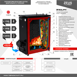 Котел на угле полуавтомат ZEUS Turbo 42-54